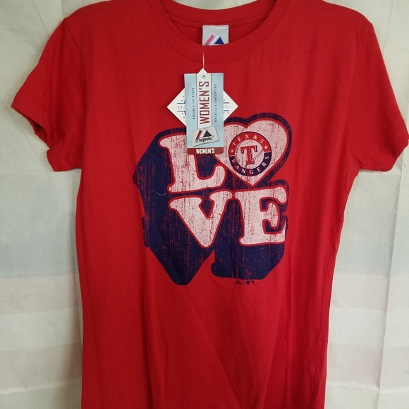 Texas Rangers Red LOVE Majestic Brand XL - Picture 1 of 4